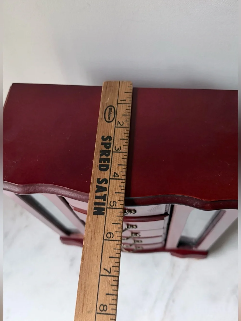 Wooden Jewelry Armoire Chest in Deep Red - Classic Storage Organizer